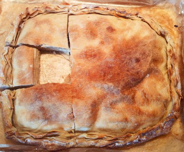 Greek Style Cheese Pie (Tiropita) with Homemade Filo Pastry ~ Τυρόπιτα με Χειροποίητο&nbsp;Φύλλο